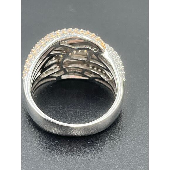 YGI 925 CN Tri-tone Sparkling Micro Pave CZ Overpass Iced Chunky Ring Sz 8.5 - Picture 5 of 9